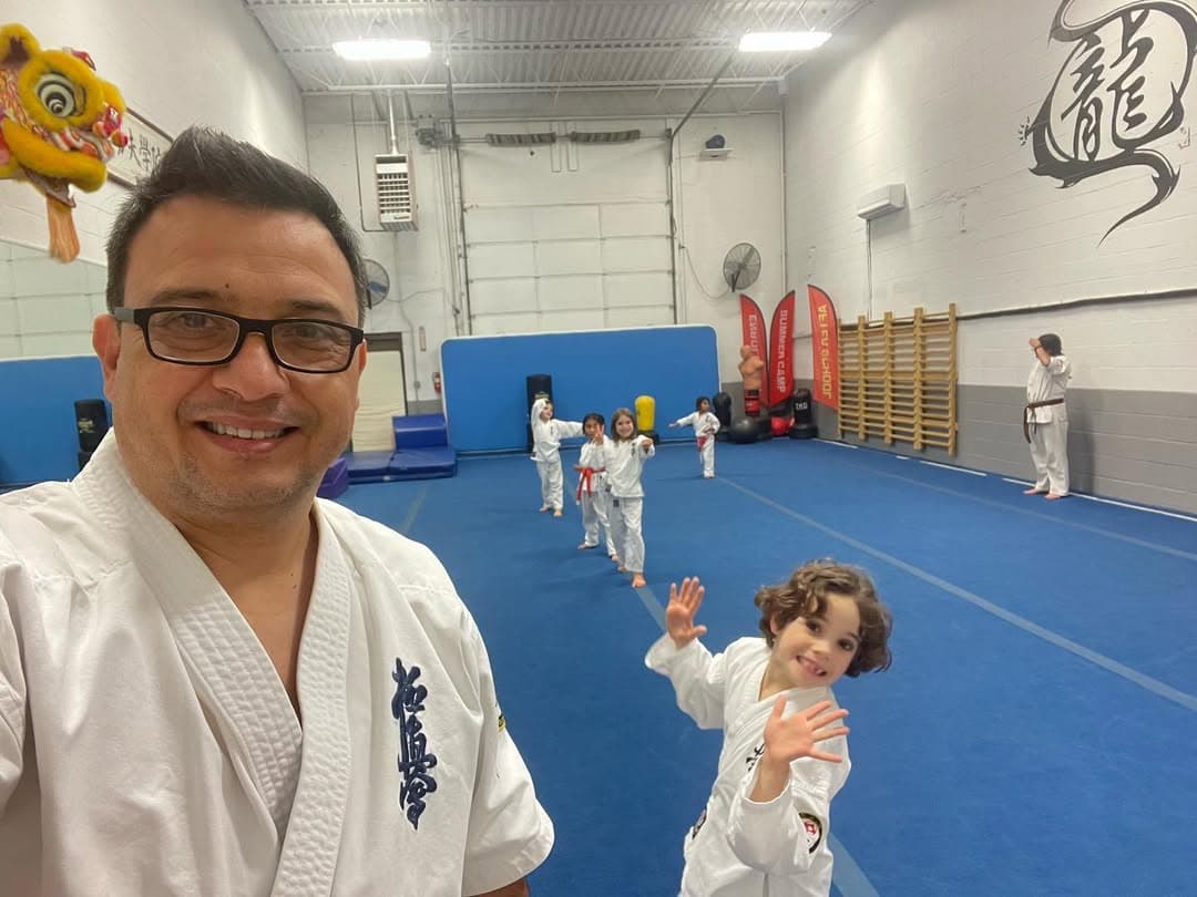 Students lined up for kids martial arts class in Gaithersburg