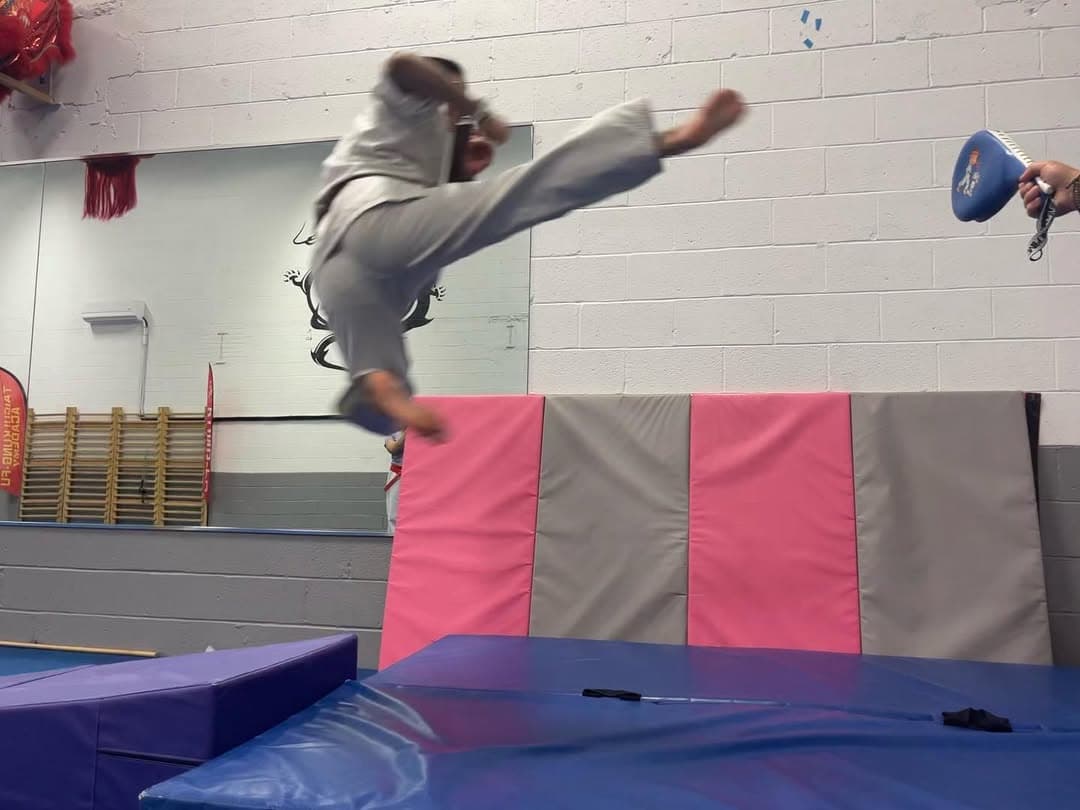 Kids martial arts class practicing techniques in Gaithersburg MD